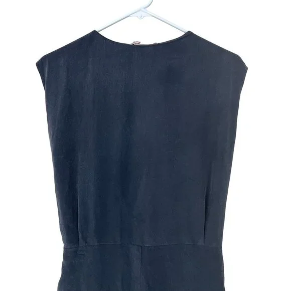 See By Chloe Size US 8 100% Silk Gray Tie Waist Dress Lined Sleeveless Flawed! - Picture 7 of 10